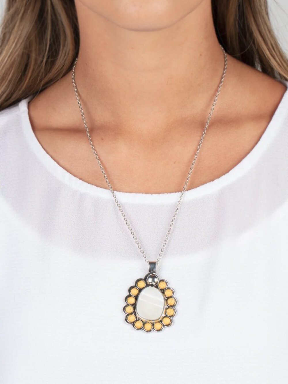 Paparazzi Jewelry Accessories - Sahara Sea - Yellow Necklace - Vintage